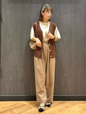 「SHOO・LA・RUE（シューラルー）の【軽量】ふわっと軽いフラップショルダーバッグ（ショルダーバッグ）」を使った、meiさん（レディース・153cm）の秋コーディネート