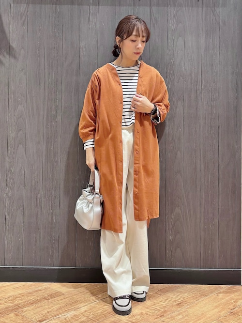 【洗濯機可/S-LL】カットツイルキーネックシャツワンピ