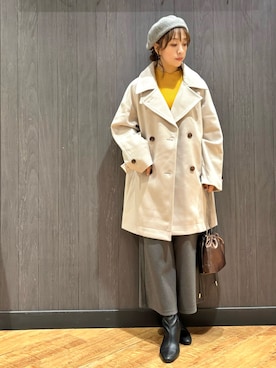 「アイテム（チェスターコート）」を使った、meiさん（レディース・153cm）の秋コーディネート