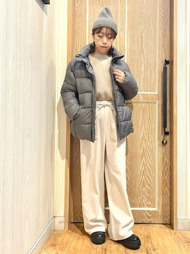 「SHOO・LA・RUE（シューラルー）のアイテム（ニットキャップ/ビーニー）」を使った、meiさん（レディース・153cm）の冬コーディネート