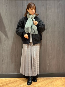 「アイテム（ストール/ショール）」を使った、meiさん（レディース・153cm）の秋コーディネート