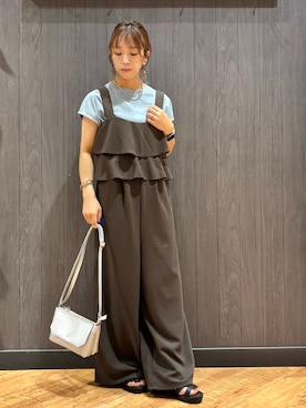 「アイテム（オールインワン・サロペット）」を使った、meiさん（レディース・153cm）の夏コーディネート