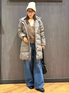 「SHOO・LA・RUE（シューラルー）のアイテム（ニットキャップ/ビーニー）」を使った、meiさん（レディース・153cm）の秋コーディネート