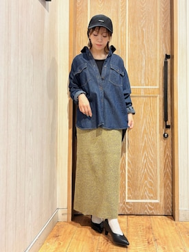 「ナロースカート」｜「アイテム（キャップ）」を使った、meiさん（レディース・153cm）の春コーディネート