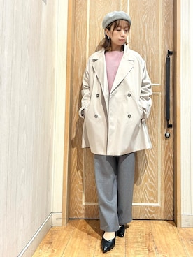 「アウターコーデ」｜「アイテム（トレンチコート）」を使った、meiさん（レディース・153cm）の冬コーディネート