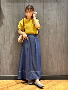 「フリルトップス」｜meiさん（レディース・153cm）の夏コーディネート