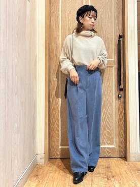「秋冬」｜「アイテム（ハンチング/ベレー帽）」を使った、meiさん（レディース・153cm）の冬コーディネート