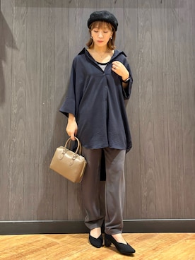 「アイテム（チュニック）」を使った、meiさん（レディース・153cm）の秋コーディネート