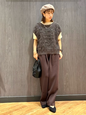 「アイテム（ベスト）」を使った、meiさん（レディース・153cm）の秋コーディネート
