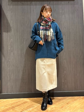 「アイテム（ストール/ショール）」を使った、meiさん（レディース・153cm）の秋コーディネート