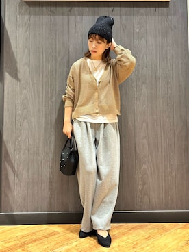 「SHOO・LA・RUE（シューラルー）のアイテム（ニットキャップ/ビーニー）」を使った、meiさん（レディース・153cm）の秋コーディネート