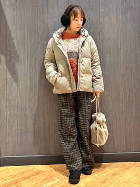 「アイテム（イヤーマフ）」を使った、meiさん（レディース・153cm）の冬コーディネート