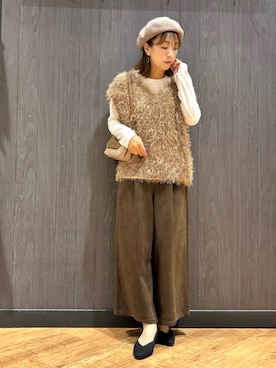 「SHOO・LA・RUE（シューラルー）の【軽量】ふわっと軽いフラップショルダーバッグ（ショルダーバッグ）」を使った、meiさん（レディース・153cm）の秋コーディネート