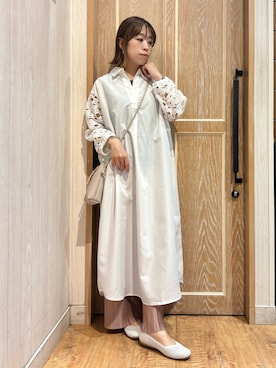 「SHOO・LA・RUE（シューラルー）の【洗える】楽してほっそり見え カットプリーツパンツ（その他パンツ）」を使った、meiさん（レディース・153cm）の春コーディネート