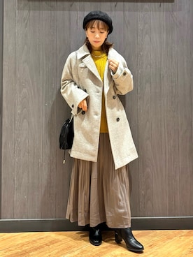 「アイテム（チェスターコート）」を使った、meiさん（レディース・153cm）の秋コーディネート