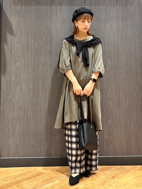 「アイテム（チュニック）」を使った、meiさん（レディース・153cm）の夏コーディネート
