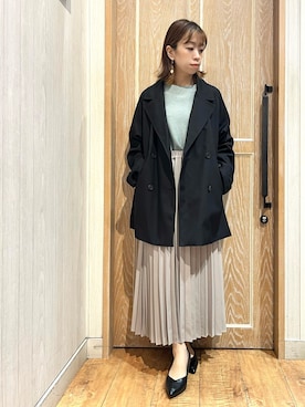 「春ニット」｜「アイテム（トレンチコート）」を使った、meiさん（レディース・153cm）の冬コーディネート