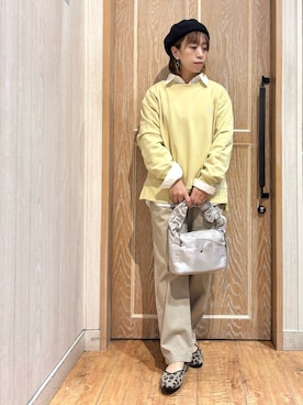 「春カラー」｜「アイテム（ハンチング/ベレー帽）」を使った、meiさん（レディース・153cm）の春コーディネート