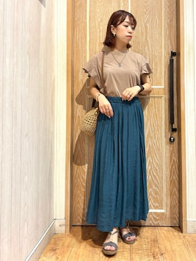 「アイテム（バッグ、イエロー系）」を使った、meiさん（レディース・153cm）の夏コーディネート