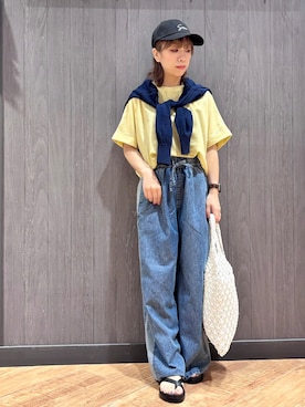 「カーディガン肩かけ」｜meiさん（レディース・153cm）の夏コーディネート