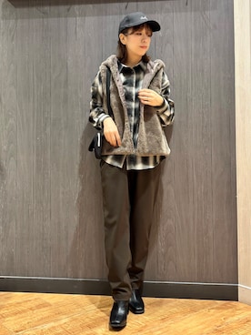 「SHOO・LA・RUE（シューラルー）の【洗濯機可/撥水/マルチWAY】ファーライナー付き 毎日欲張りマンパ（ブルゾン、ブラウン系）」を使った、meiさん（レディース・153cm）の秋コーディネート