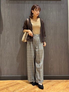 「DRESKIP（ドレスキップ）の【S-LL】デコルテラインをきれいに魅せる ラメテレコタンクトップ（タンクトップ）」を使った、meiさん（レディース・153cm）の秋コーディネート