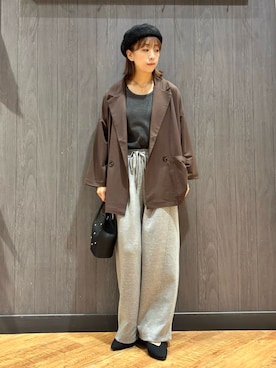 「アイテム（ハンチング/ベレー帽）」を使った、meiさん（レディース・153cm）の秋コーディネート