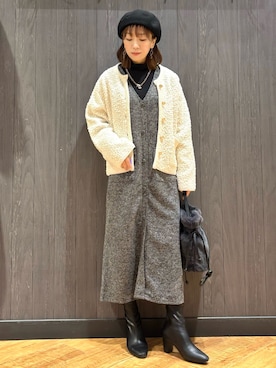 「アイテム（ワンピース）」を使った、meiさん（レディース・153cm）の冬コーディネート