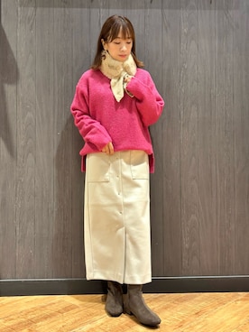 「アイテム（ストール/ショール）」を使った、meiさん（レディース・153cm）の秋コーディネート