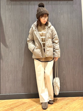 「SHOO・LA・RUE（シューラルー）のストレッチローヒール（ブーツ）」を使った、meiさん（レディース・153cm）の冬コーディネート