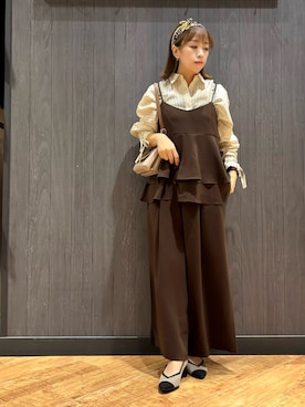 「SHOO・LA・RUE（シューラルー）の【軽量】ふわっと軽いフラップショルダーバッグ（ショルダーバッグ）」を使った、meiさん（レディース・153cm）の秋コーディネート