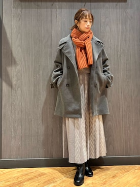 「アイテム（ストール/ショール）」を使った、meiさん（レディース・153cm）の秋コーディネート