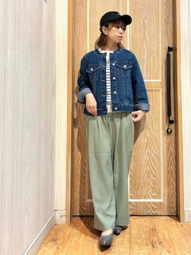 「キャップ女子」｜「アイテム（ジャケット/アウター）」を使った、meiさん（レディース・153cm）の春コーディネート