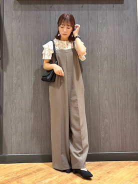 「アイテム（サロペット/オーバーオール）」を使った、meiさん（レディース・153cm）の秋コーディネート
