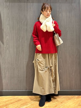 「アイテム（ストール/ショール）」を使った、meiさん（レディース・153cm）の秋コーディネート