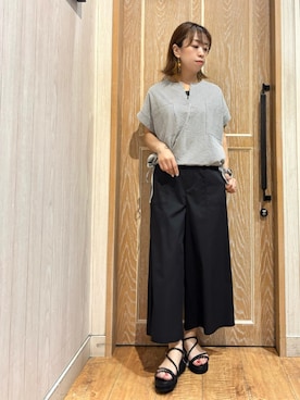 「ガウチョパンツ」｜「アイテム（ホワイト系）」を使った、meiさん（レディース・153cm）の夏コーディネート