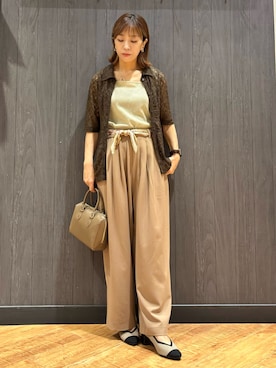 「SHOO・LA・RUE（シューラルー）のつやなしオープンループネックレス（ネックレス）」を使った、meiさん（レディース・153cm）の秋コーディネート