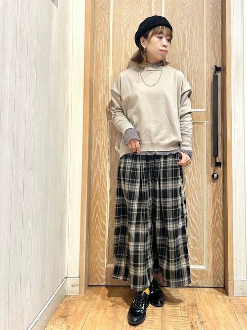 セール】大人が着たい 微起毛 チェック柄ガウチョパンツ（その他パンツ