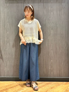 「DRESKIP（ドレスキップ）のアイテム（パンツ）」を使った、meiさん（レディース・153cm）の夏コーディネート