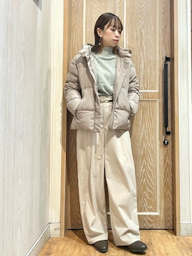 「DRESKIP（ドレスキップ）のアイテム（ダウンジャケット/コート）」を使った、meiさん（レディース・153cm）の秋コーディネート