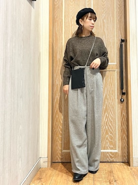 「秋冬」｜「アイテム（ハンチング/ベレー帽）」を使った、meiさん（レディース・153cm）の秋コーディネート