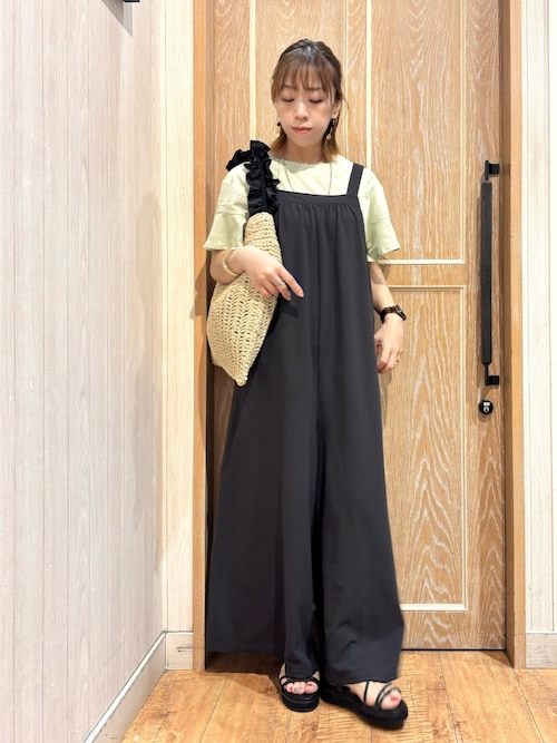 セール】【洗える/S-LL】裏がサラサラ やわらか ギャザーサロペット