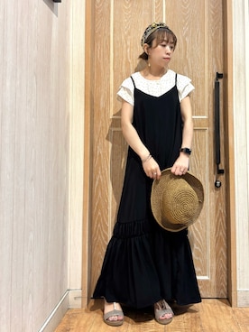 「アイテム（ハット、ブラウン系）」を使った、meiさん（レディース・153cm）の夏コーディネート