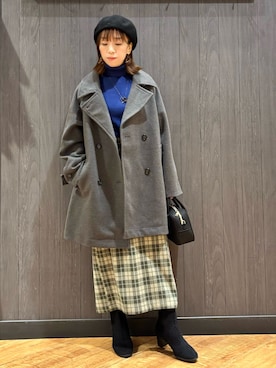 「アイテム（ボストンバッグ）」を使った、meiさん（レディース・153cm）の冬コーディネート