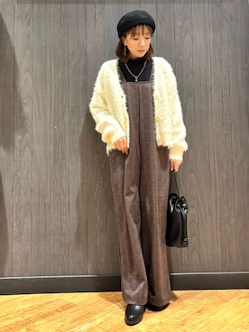 「アイテム（サロペット/オーバーオール）」を使った、meiさん（レディース・153cm）の冬コーディネート