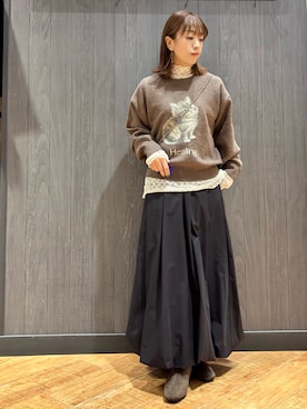 「Cutie Blonde（キューティーブロンド）の【S-LL】上品なレースハイネックトップス（Tシャツ/カットソー）」を使った、meiさん（レディース・153cm）の秋コーディネート