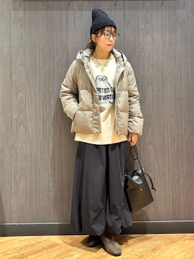 「アイテム（ニットキャップ/ビーニー）」を使った、meiさん（レディース・153cm）の秋コーディネート