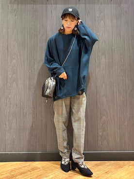 「アイテム（チュニック）」を使った、meiさん（レディース・153cm）の秋コーディネート