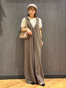 「アイテム（オールインワン・サロペット）」を使った、meiさん（レディース・153cm）の夏コーディネート