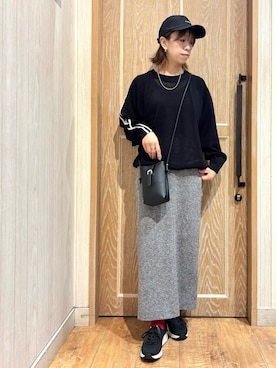 「ナロースカート」｜「アイテム（キャップ）」を使った、meiさん（レディース・153cm）の春コーディネート